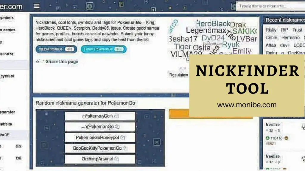 Free Fire Nickname list Nickfinder 
